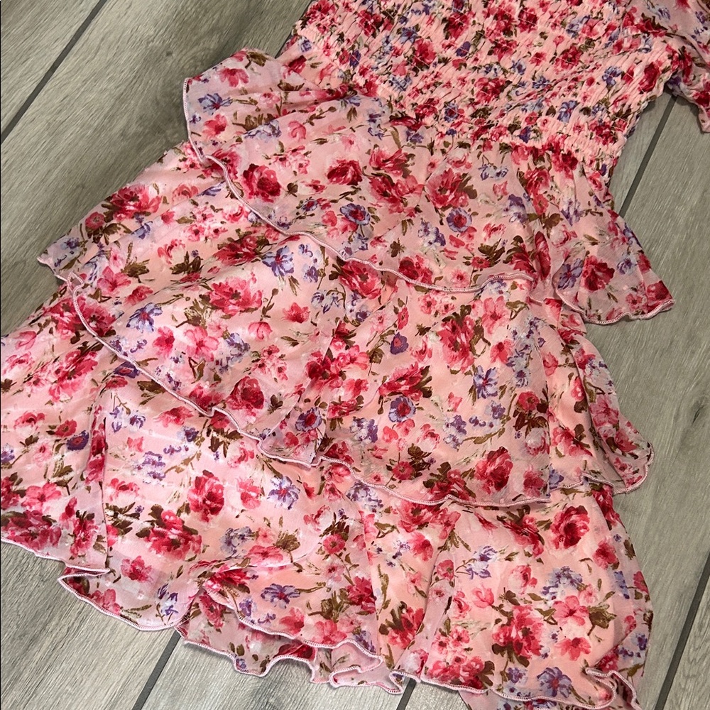 Floral Pink Ruffle Dress - Picture 4 of 7